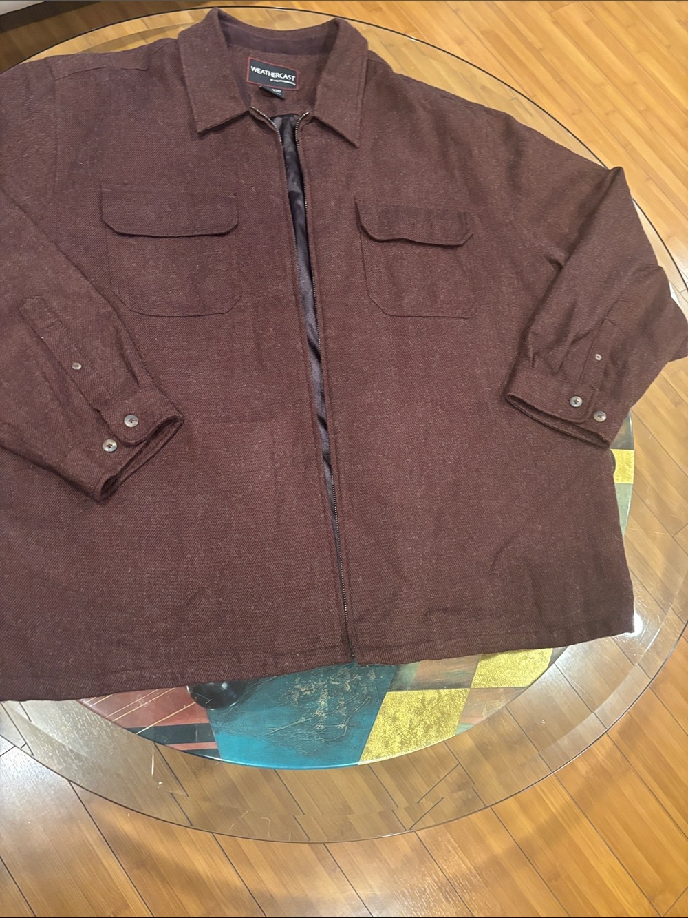 Weatherproof Men's Zip-Front Shirt Jacket in Deep Brown/ burgundy